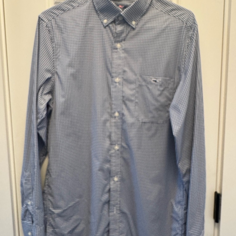 Vineyard Vines Men’s Gingham Button-Down Performance Shirt Blue size Small
